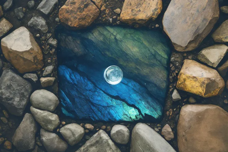 mold, fissure in the ground, extremely perspective, warped fragmented, analog, antique, hazy daydream, photorealistic surrealism graphic art, analog equipment, iridescent labradorite, anorthoclase, hanzi character, crystalline biotope, mineral, wet atmosphere, delicate torn photo, film grain, double exposure, best quality, masterpiece