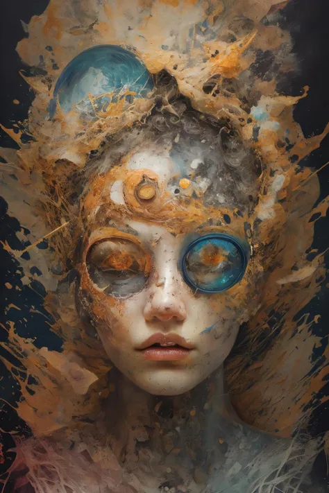 slime mold, golden tabby tiger, fissure in the ground, droplets of the divine, analog, gloomy hypnosis, hazy daydream, photorealistic surrealism graphic art, analog equipment, iridescent labradorite, BREAK hanzi character, crystalline biotope, mineral, watery lens, delicate torn photo, film grain, double exposure, best quality, masterpiece <lyco:GPTS5 Heavy_387306:0.7>