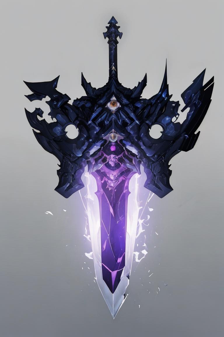 A purple and black sword with a large blade on it - SeaArt AI