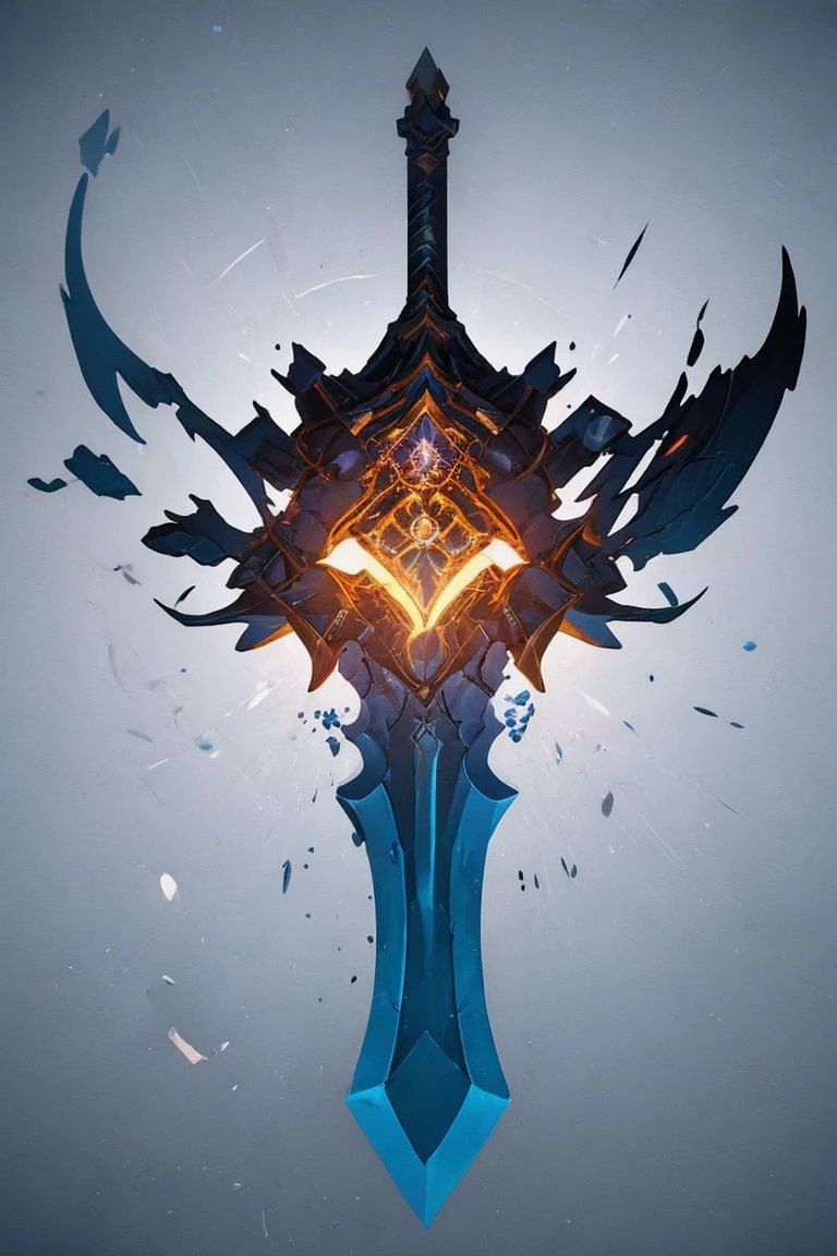 breathtaking full shot, hdr, dynamic lighting, (masterpiece, top quality, best quality, official art, beautiful and aesthetic:1.2),(8k, best quality, masterpiece:1.2), weapon, no humans, epic glowing darkness sword, fantasy, purple crystal, light particles, reflective surface, still life, glowing weapon, floating, glowing, simple background, <lora:CGgameweaponicon hsw:1> CGgameweaponicon hsw <lora:magic circle_v2.0:0.1> magic circle <lora:Mild detail adjusterV10:0.2>, <lora:lcm-lora-sdv1-5:0.7>, masterpiece, award-winning, professional, highly detailed, glow effects, godrays, Hand drawn, render, 8k, octane render, cinema 4d, blender, dark, atmospheric 4k ultra detailed, cinematic, Sharp focus, big depth of field, Masterpiece, colors, 3d octane render, 4k, concept art, trending on artstation, hyperrealistic, Vivid colors, extremely detailed CG unity 8k wallpaper, trending on CGSociety, Intricate, High Detail, dramatic