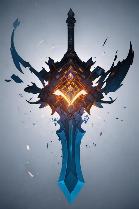 breathtaking full shot, hdr, dynamic lighting, (masterpiece, top quality, best quality, official art, beautiful and aesthetic:1.2),(8k, best quality, masterpiece:1.2), weapon, no humans, epic glowing darkness sword, fantasy, purple crystal, light particles, reflective surface, still life, glowing weapon, floating, glowing, simple background, <lora:CGgameweaponicon hsw:1> CGgameweaponicon hsw <lora:magic circle_v2.0:0.1> magic circle <lora:Mild detail adjusterV10:0.2>, <lora:lcm-lora-sdv1-5:0.7>, masterpiece, award-winning, professional, highly detailed, glow effects, godrays, Hand drawn, render, 8k, octane render, cinema 4d, blender, dark, atmospheric 4k ultra detailed, cinematic, Sharp focus, big depth of field, Masterpiece, colors, 3d octane render, 4k, concept art, trending on artstation, hyperrealistic, Vivid colors, extremely detailed CG unity 8k wallpaper, trending on CGSociety, Intricate, High Detail, dramatic