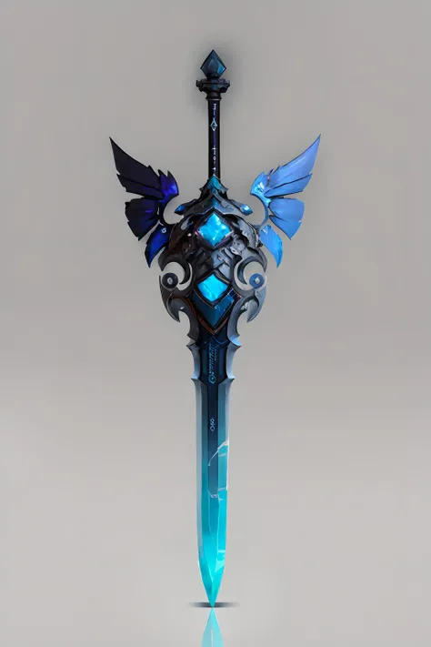 (masterpiece, top quality, best quality, official art, beautiful and aesthetic:1.2),(8k, best quality, masterpiece:1.2),CGgameweaponicon hsw, weapon, sword, black background, simple background, no humans, wings, crystal, gem, greatsword, still life, <lora:CGgameweaponicon hsw:1>