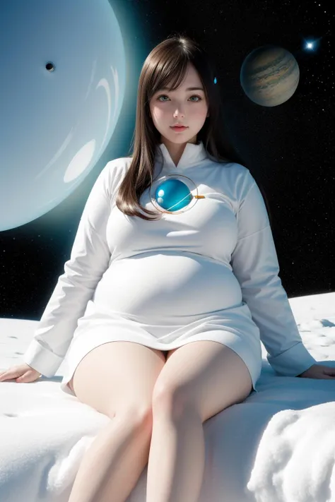1girl, Happy morbidly obese Space Age Sheldon Cooper Lounging, Snowing, deep focus, Ambient lighting, 35mm, CineColor, art by Range Murata