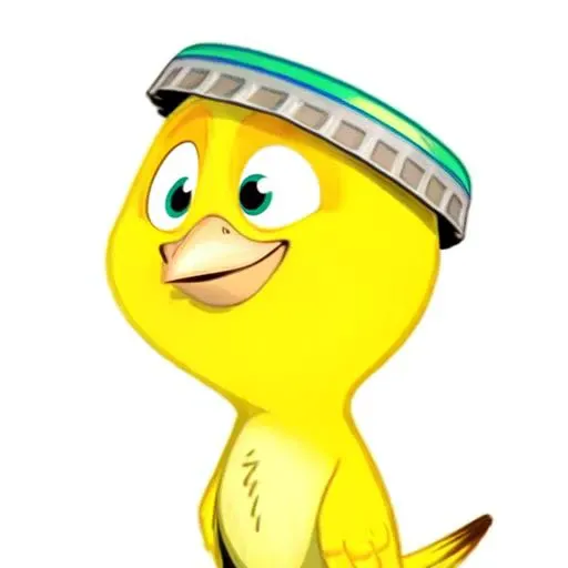 Nico, sfw, yellow canary, male, yellow feathers, 2d, flat colors, cartoon, detailed, <lora:Nico(BirdMovie,Rio):0.7> bottle cap on head