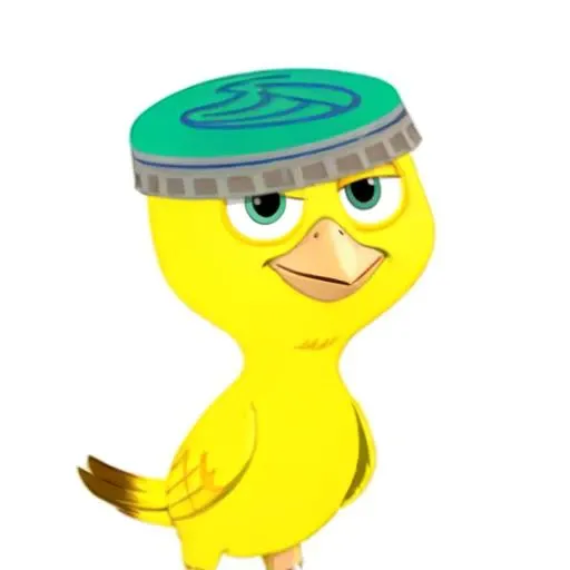 Nico, sfw, yellow canary, male, yellow feathers, 2d, flat colors, cartoon, detailed, <lora:Nico(BirdMovie,Rio):0.7> bottle cap on head