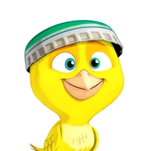 Nico, sfw, yellow canary, male, yellow feathers, 2d, flat colors, cartoon, detailed, smile <lora:Nico(BirdMovie,Rio):0.7> bottle cap on head