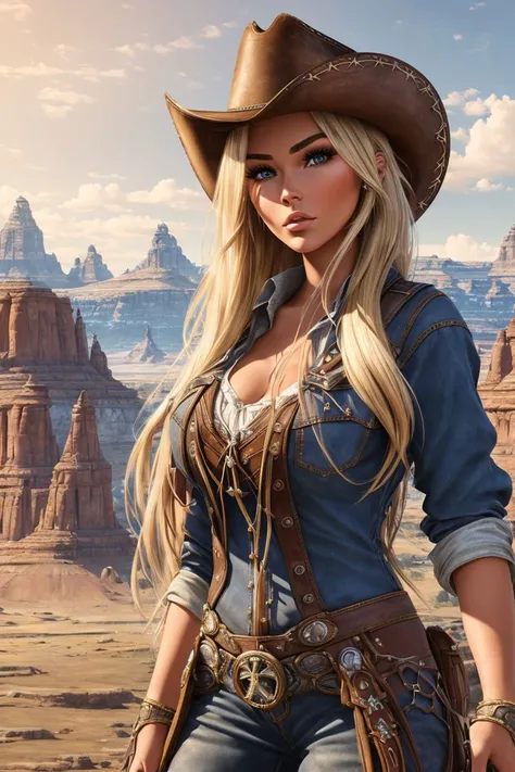 a photo of a stunning S036_KaterinaRozmajzl, as a (cowboy:1.2), in the (wild west:1.2),  (8k, RAW photo, best quality, ultra high res, photorealistic, masterpiece, ultra-detailed, Unreal Engine)