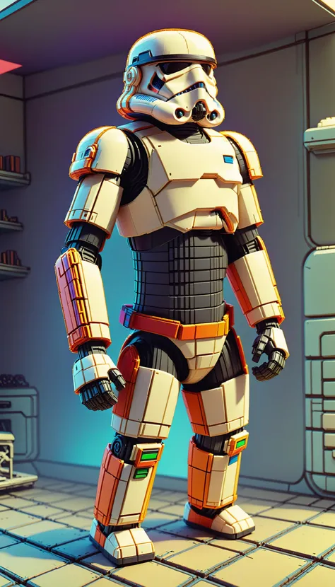 <lora:NESVoxelStyleXL:1.3> NESVoxelStyle stormtrooper, voxel, sci-fi, (retro game:0.5), (video game:0.5), 3D shape, 3D style
