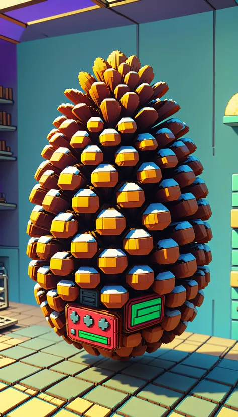 <lora:NESVoxelStyleXL:1.3> NESVoxelStyle pinecone, voxel, sci-fi, (retro game:0.5), (video game:0.5), 3D shape, 3D style