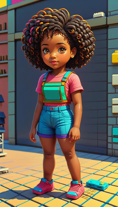 <lora:NESVoxelStyleXL:1.3> NESVoxelStyle a young black girl with curly hair drawing with chalk on the sidewalk, voxel, sci-fi, (retro game:0.5), (video game:0.5), 3D shape, 3D style