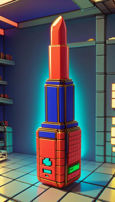 <lora:NESVoxelStyleXL:1.3> NESVoxelStyle vibrant red lipstick, voxel, sci-fi, (retro game:0.5), (video game:0.5), 3D shape, 3D style