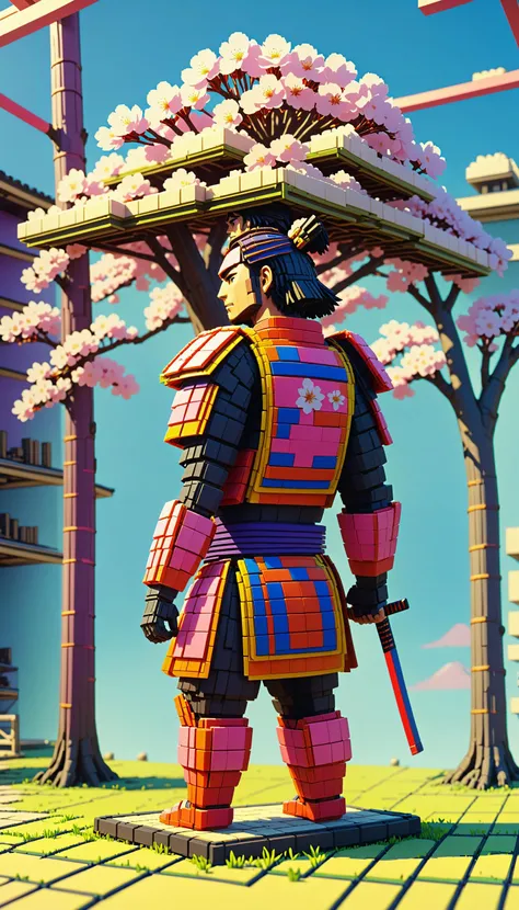 <lora:NESVoxelStyleXL:1.3> NESVoxelStyle a silhouette of a samurai standing under a cherry blossom tree, voxel, sci-fi, (retro game:0.5), (video game:0.5), 3D shape, 3D style
