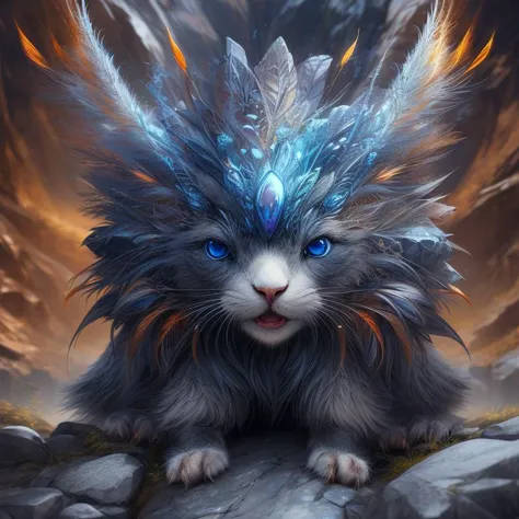 <lora:Quantum-000008:0.9> quantum,masterpiece, high quality, realistic,<lora:add_detail:1>
blue eyes, no humans, solo, open mouth, flower, rock
