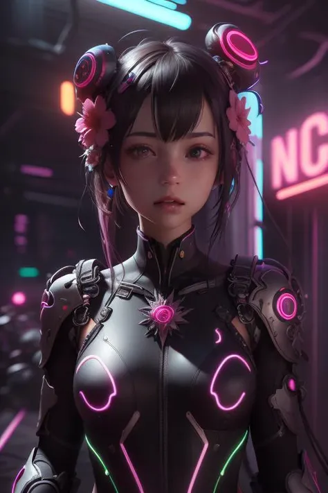 <lora:Quantum_World_V1.0:0.8> quantum, quantum world,masterpiece, absurdres, high quality, realistic, unreal engine 5 ,
1girl, solo, flower, blurry background, solo, (neon lights:1.4), depth of field,