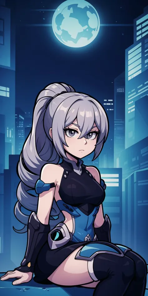 (chibi:0.5)
<lora:bronya2:1>,grey hair,tubular hair,grey eyes,sitting,armor,mecha