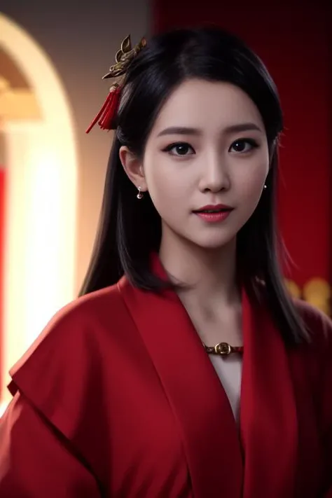best quality, masterpiece, highres, 1girl, china hanfu,chinese architect background, red scarf, hair ornament,necklace, jewelry,Beautiful face,upon_body, tyndall effect,photorealistic, dark studio, rim lighting, two tone lighting,(high detailed skin:1.2), 8k uhd, dslr, soft lighting, high quality, volumetric lighting, candid, Photograph, high resolution, 4k, 8k, Bokeh,  <lora:3loraGuofeng3Lora_v32LoraBigLight:0.2>,<lora:liziwxy:0.6>