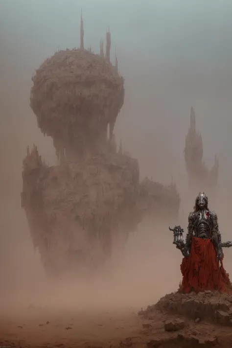 a masterpiece painting,
cybernetic hed <hypernet:Mechanicus1:1>,
lost among the ruins of humanity, destroyed cathedrals, desert, rubble, sand, dusty, ancient, bones, dust, (red mist:1.1), thick red fog, death, ruination, desolation,
in the style of (Beksinski:1.3), Giger, Yerka, dry brush, highly detailed, surrealism, dystopian, Warhammer, post-apocalyptic, nightmare, unsettling, strong colors, vivid colors trending on artstation