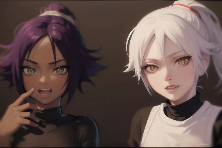 face, close-up, hyper detail, chiaroscuro, 1girl, depth of field, black background, corneo_yoruichi, absurdres, blackskin, realistic:, short hair, open mouth, young, masterpiece, best quality, highly detailed