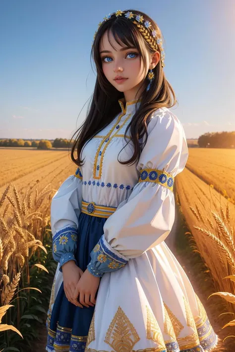 professional photo of girl, Embroidery, ukraine, blue yellow, intricate, detailed,
detailed skin, detailed eyes,
photo made with Canon EOS, volumetric light, wheat field, 
popular on artstation, popular on deviantart, popular on flicker,
<lora:Embroidery:1>