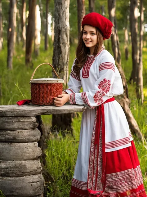 (dark theme:0.6), a girl on red embroidery in forest <lora:Embroidery:0.7>