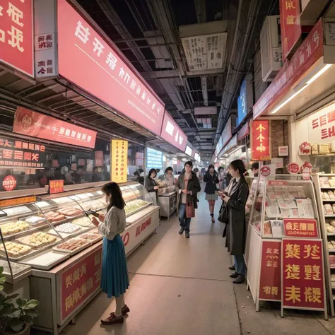 ultra high res, photo, 4k, absurdres, (incredible absurdity), ((masterpiece, best quality)), (wallpaper), (8k hd),perfect_anatomy, realistic,<lora:QinzhouOldtown-15:1>, street, people, shop, sign, outdoors, chinese text