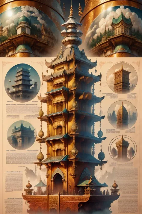 <lora:SteampunkSchematicsv2-000009:0.9>,HD picture quality,Masterpiece,Picture of Award-winning works,SteampunkSchematics White Horse Temple,