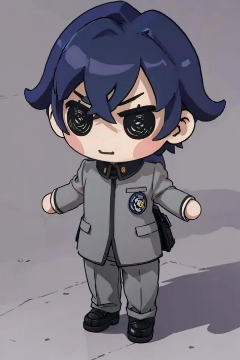 masterpiece, best quality, solo, 1boy, <lora:style_beegsmol:1>, chibi,  <lora:NaoyaV3:1> Naoya, school uniform, grey pants