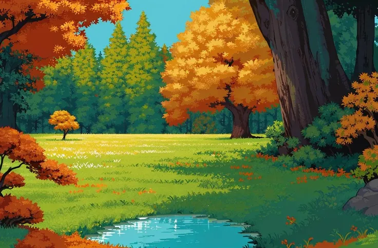 <lora:pixel worldv2:0.8>,pixel world,nature, forest, autumn, yellow leaf