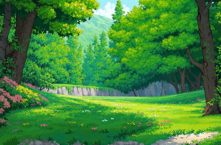 <lora:pixel worldv2:0.8>,pixel world,nature, forest, spring, green leaf:1
