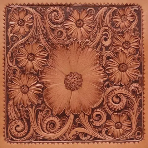 floral octopus tooled leather <lora:Sheridan_Style_Tooled_Leather_XL:1.6>
