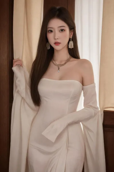 masterpiece, best quality, 1girl , cowboy shot, necklace, earrings, jewelry, small breasts, chinese clothes, hair ornament, curtains, pov, looking at viewer,parted lips,
<lora:cfr_v1-000012:0.7>