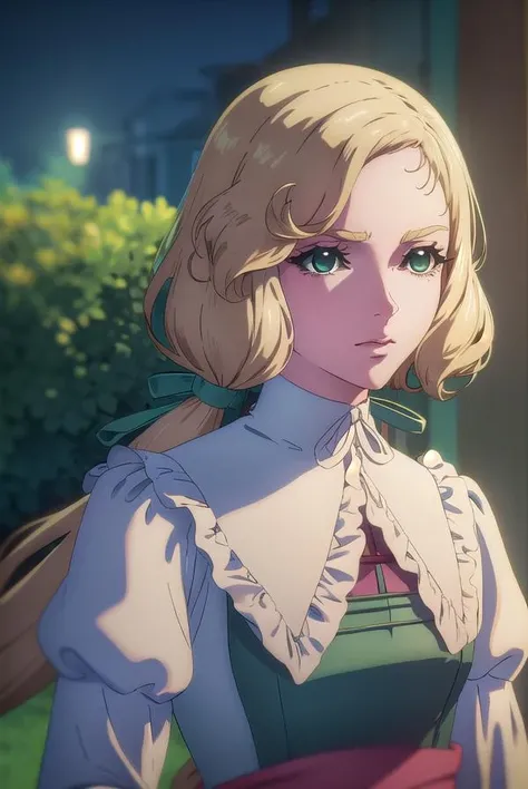 castlevaniamaria, <lora:castlevaniamaria-lora-nochekaiser:1>,
castlevaniamaria, long hair, blonde hair, (green eyes:1.5), hair bow, bow, green bow, low ponytail,
BREAK long sleeves, dress, puffy sleeves, pink dress, sash, green sash, collar, white collar,
BREAK looking at viewer, full body,
BREAK outdoors, night, sky,
BREAK <lyco:GoodHands-beta2:1>, (masterpiece:1.2), best quality, high resolution, unity 8k wallpaper, (illustration:0.8), (beautiful detailed eyes:1.6), extremely detailed face, perfect lighting, extremely detailed CG, (perfect hands, perfect anatomy),