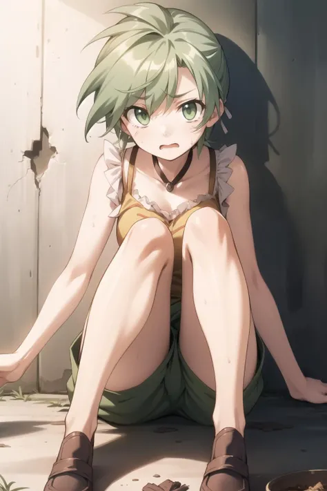 <lora:elnie-000027:1> elnie, elniedef, shorts,
1girl, defeat, dirt, dirty face, dirty clothes, grimace, against wall
