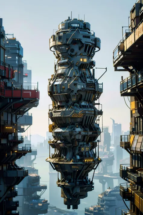 masterpiece,8k,highly detailed,a empty fantasy vertical city,