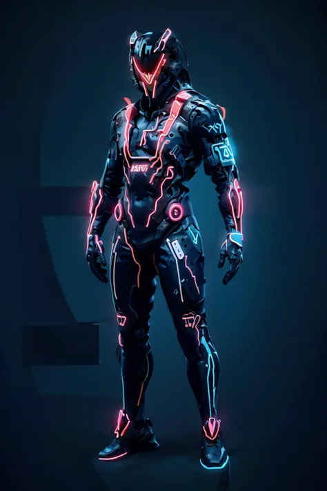 (blue neon outlines:1.4),man,full body,