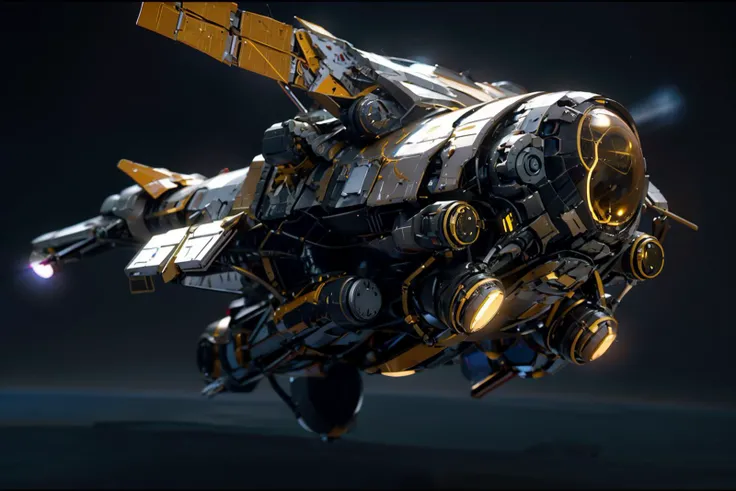 (spacecraft flying in outer space,:1.2),