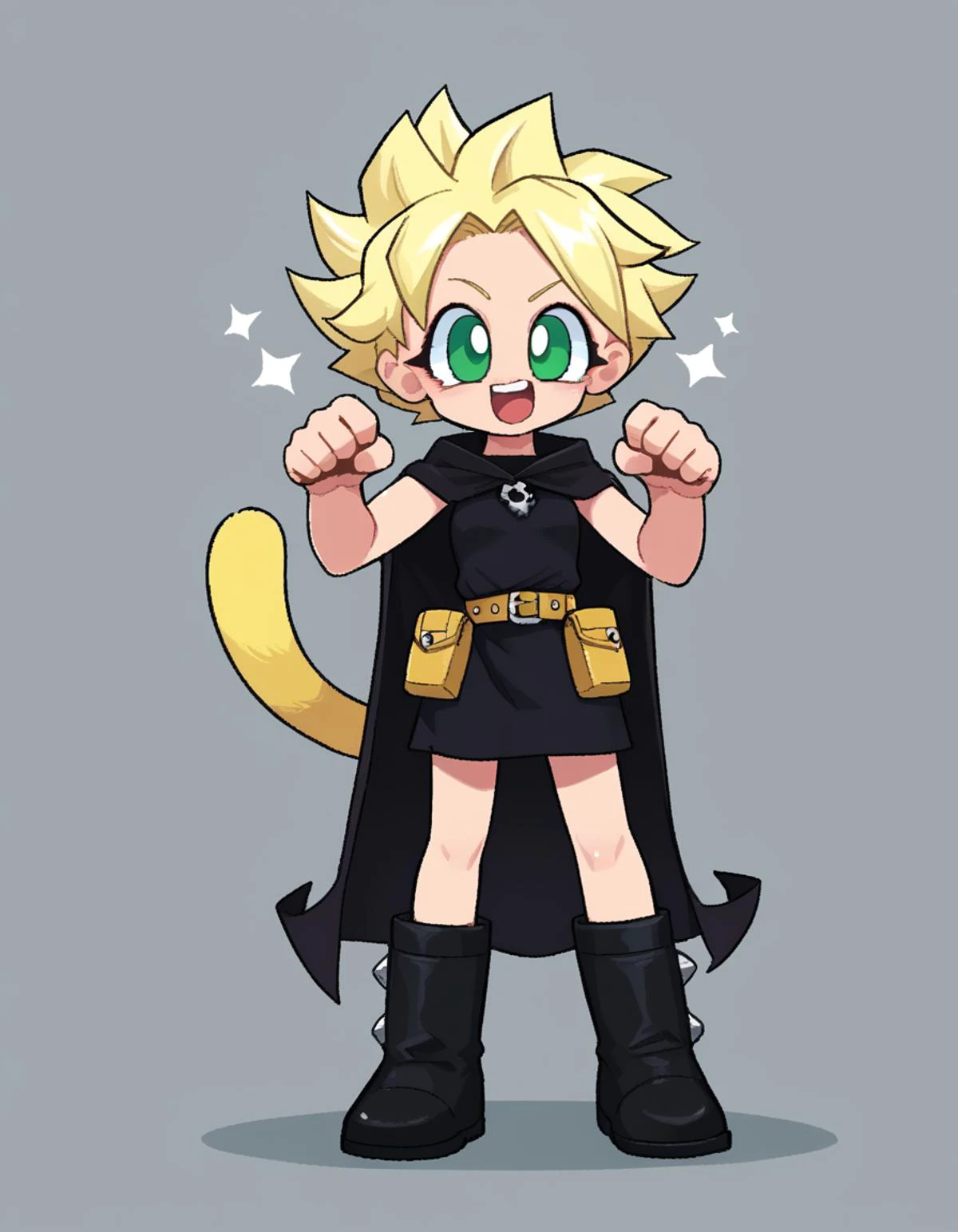 zPDXL, score_9, score_8_up, score_7_up, source_anime,
1girl, solo, laughing, (paw pose), (sith lord) wearing a hooded Sith robe, sleeveless Sith tunic, utility belt with pouches, high black boots, dark silk cloak, holding a double-bladed red lightsaber, <lora:Parsleah_v1:0.8> parsleahssj, blonde hair, spiked hair, super saiyan, green eyes, no pupils, (monkey tail, yellow tail), small breasts,,
<lora:KimKrab_v2:1> kimkrab