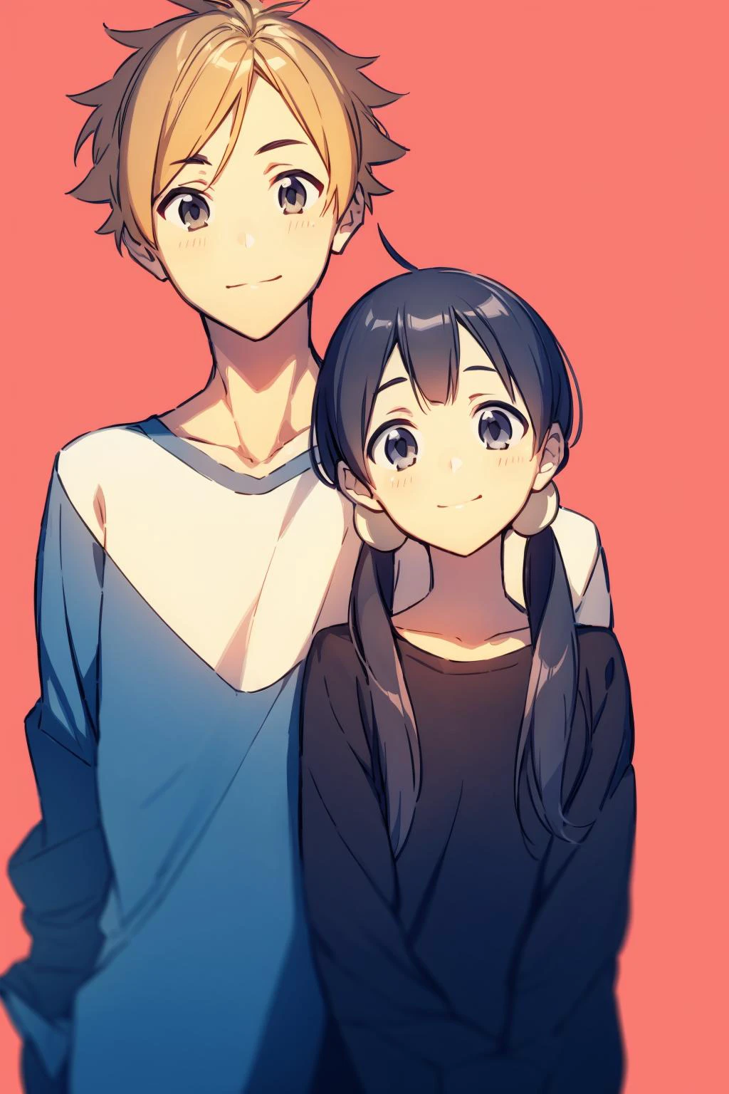 masterpiece, best quality, <lora:fstyle02-128-c:1>,fstyle02, <lora:bxb:1>,1boy,1girl,smile,simple background,