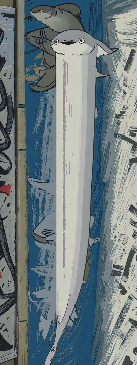<lora:Sacabambaspis:1> (sacabambaspis,solo,1 very long fish,Face facing the viewer:1.4),(gray and white:1.3),
ultra high res,(vector art,cartoon,cute graffiti,stupid graffiti,simple graffiti arti:1.3)
good detailed, (glowing background),
best quality, wide-angle Hyperdetailed, masterpiece, 8k, natural lighting, soft lighting, sunlight, HDR (High Dynamic Range), Maximum Clarity And Sharpness, Multi-Layered Textures, <lora:LongcatMemeSolo:1> IncrsLcmSolo, full body, <lora:ghibli_style_offset:0.8> ghibli style