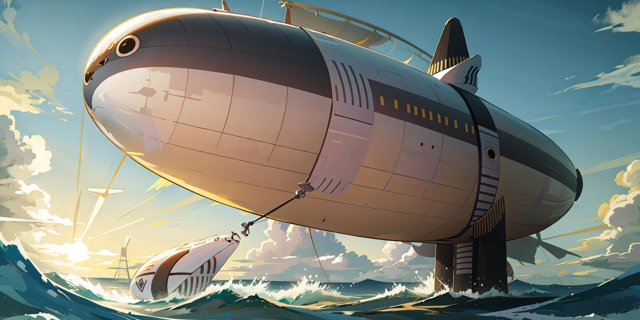 4k,vector art <lora:Sacabambaspis-000001:1>blue sky, (sacabambaspis,The appearance of the sacabambaspis fish's Airship :1.5),floating Airship ,
ultra high res,