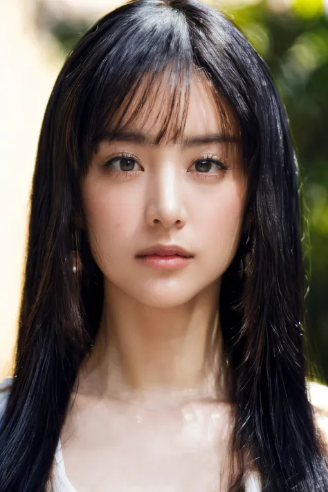 (masterpiece, best quality, beautiful quality, photorealistic, detailed lighting, extremely detailed skin, extremely detailed hair, shadows, 8k, a picture of a woman, black hair, blunt ends, blunt bangs, upper body, 1girl, looking at viewer, fcPortrait:1.2), <lora:add_detail:1>, <lora:yamamotomizuki_lora-06:1:OUTALL>