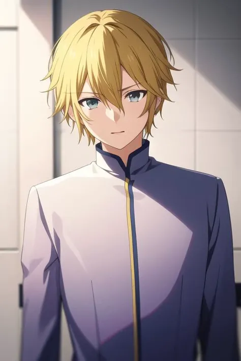 masterpiece, best quality, high quality, 1boy, solo, male focus, looking at viewer, upper body, <lora:hachisuka_mikhail:0.70>, hachisuka_mikhail, <lora:animemix_v3_offset:0.25>