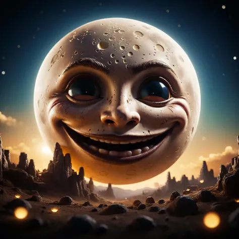 cinematic film still <lora:Full_Moon(7560):0.6>,BJ_Full_Moon, moon with a face smiling down from the heavens, bright sky, , shallow depth of field, vignette, highly detailed, high budget Hollywood film, bokeh, cinemascope, moody, epic, gorgeous, film grain