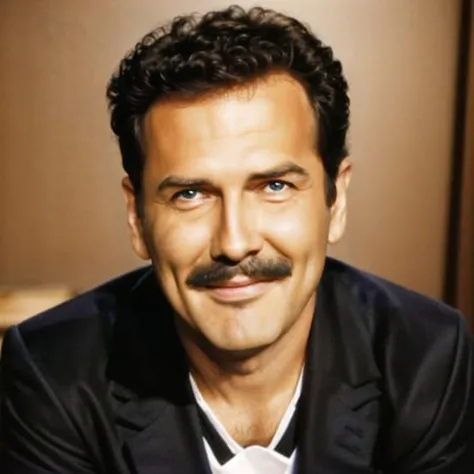 1man, 8k picture of NormMacdonald, mustache, (black suit and tie), (young man), dimples, (small room background:1.25), (view of upper body:1.35),
intricate, highly detailed, photoreal, realistic, masterpiece,
<lora:NormMacdonaldV0:0.86>