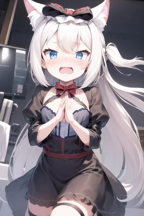 hammann_\(azur_lane\),1girl, solo, , looking_at_viewer, <lora:Hammann_LoHa_Lion_VerD:0.95>,clapping,Monitor