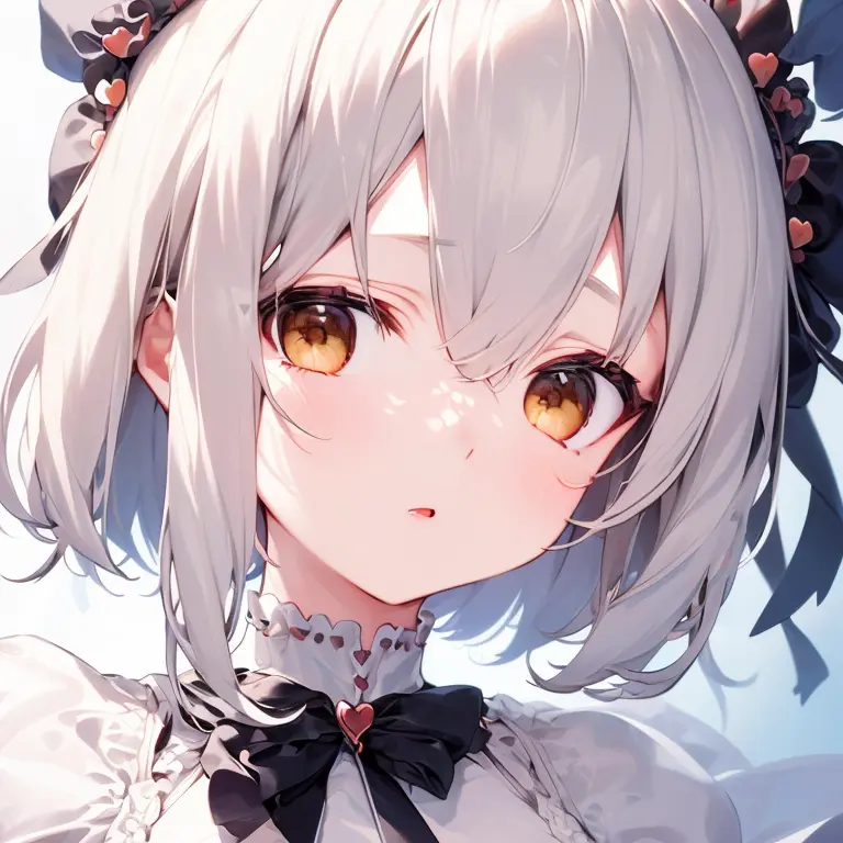 (masterpiece, best quality:1.5) ((avatar)), rabbit ears, brown eyes, white dress, zoom layer, upper body, white hair, short hair, spoken heart,