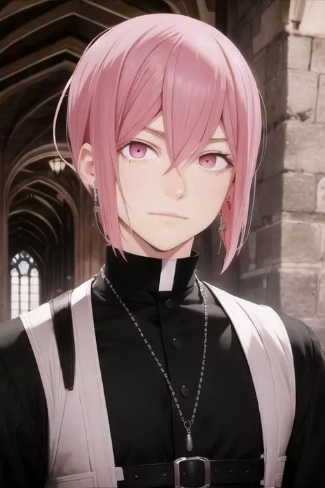 masterpiece, best quality, game cg, 1boy, solo, male focus, looking at viewer, upper body, depth of field, , , <lora:astolfo_granatum:0.70>, astolfo_granatum, pink hair, pink eyes, , , medieval europe, 16k resolution