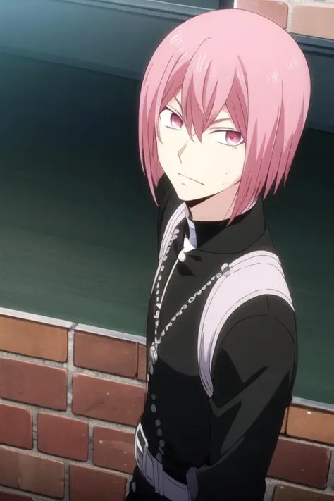 masterpiece, best quality, game cg, 1boy, solo, male focus, looking at viewer, , , ligne claire, , <lora:astolfo_granatum:0.72>, astolfo_granatum, pink hair, pink eyes