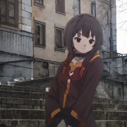 1girl, (megumin), konosuba, smiling, ebenya, russian city, masterpiece, <lora:ebenyaDifussion_ebenyaV10:0.8>