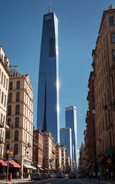 city, skyscrapers, street